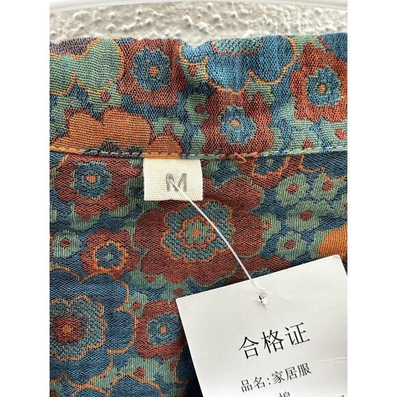 Xindaer Womens Pajama Two Piece Set Size Medium Floral Long Sleeve Button Up NWT - Picture 4 of 16